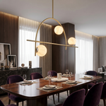 Brass 3-arm Classic Alabaster Pendant Light by Dalmivik, complete fixture view