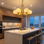 Brass 6-Arm Chandelier Alabaster by Dalmivik, product or room detail view