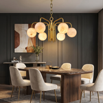 Brass 6-orb Alabaster Pendant Light by Dalmivik, product or room detail view