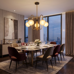 Brass Arc Alabaster Pendant Light by Dalmivik, product or room detail view