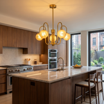 Brass Arc Alabaster Pendant Light by Dalmivik, product or room detail view