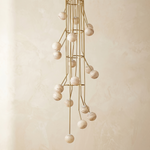 Brass Cascade Alabaster Pendant Light by Dalmivik, complete fixture view