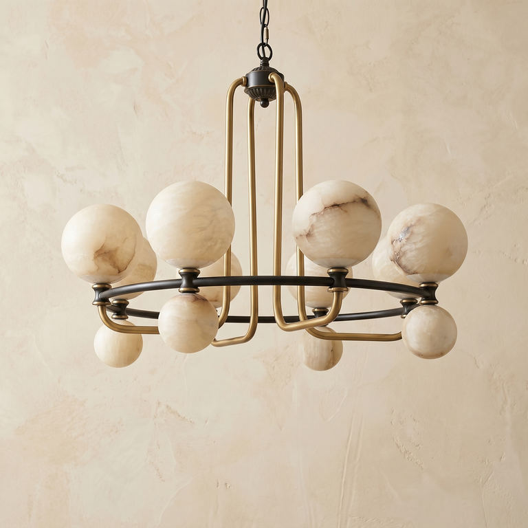 Brass Classic Alabaster Pendant Light by Dalmivik, product or room detail view