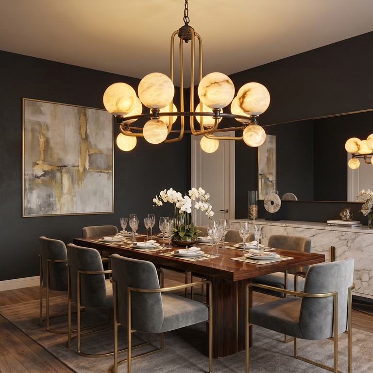 Brass Classic Alabaster Pendant Light by Dalmivik, product or room detail view