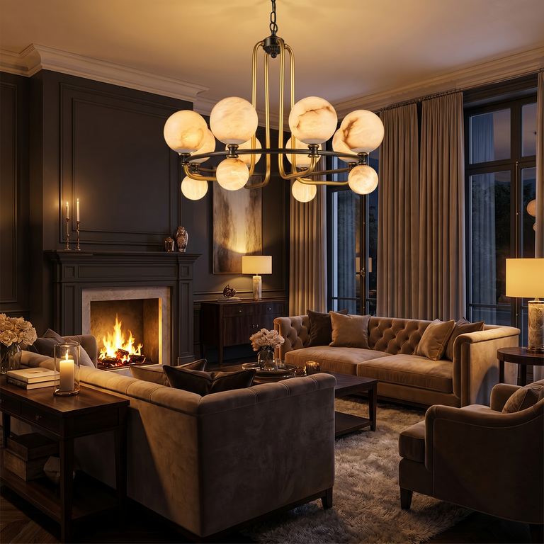 Brass Classic Alabaster Pendant Light by Dalmivik, product or room detail view