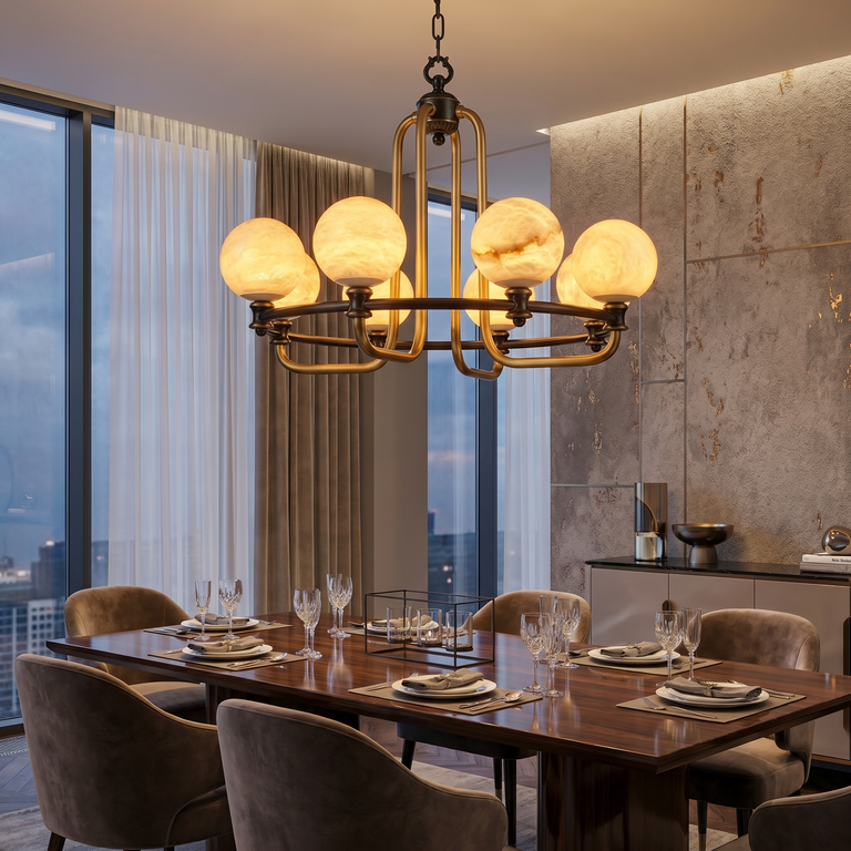 Brass Classic Alabaster Pendant Light by Dalmivik, product or room detail view