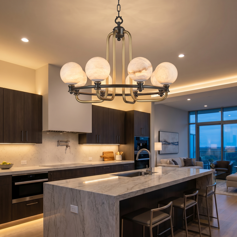 Brass Classic Alabaster Pendant Light by Dalmivik, product or room detail view