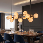 Brass Linear Orb Alabaster Pendant Light by Dalmivik, product or room detail view