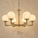 Brass Orb Classic Alabaster Pendant Light by Dalmivik, complete fixture view