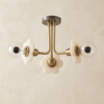 Ceiling 3-orb Alabaster by Dalmivik, complete fixture view