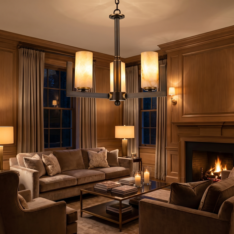 Cylinder 3-arm Alabaster Pendant Light by Dalmivik, product or room detail view