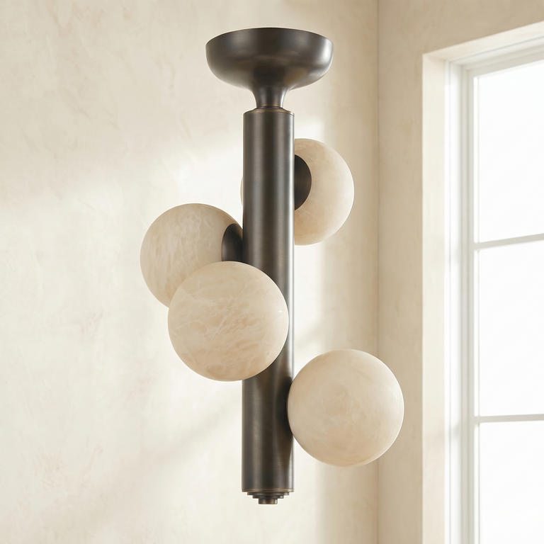 Cylinder Cluster Ceiling Alabaster by Dalmivik, complete fixture view