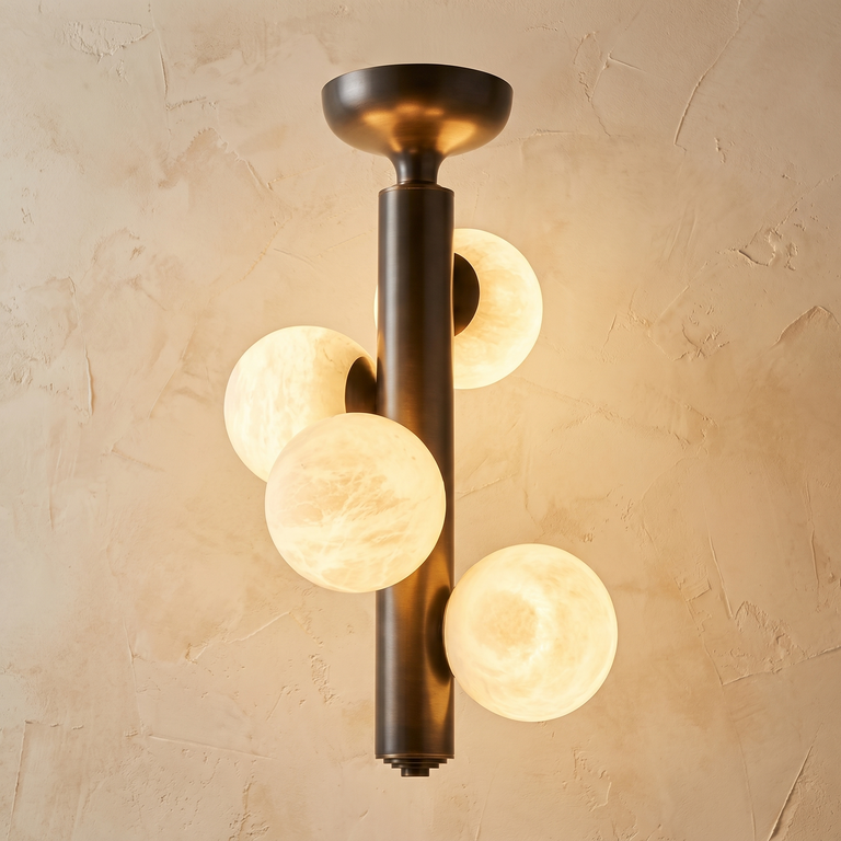 Cylinder Cluster Ceiling Alabaster by Dalmivik, complete fixture view