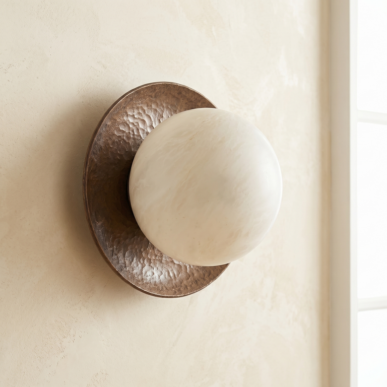 Disc Bronze Wall Alabaster by Dalmivik, complete fixture view