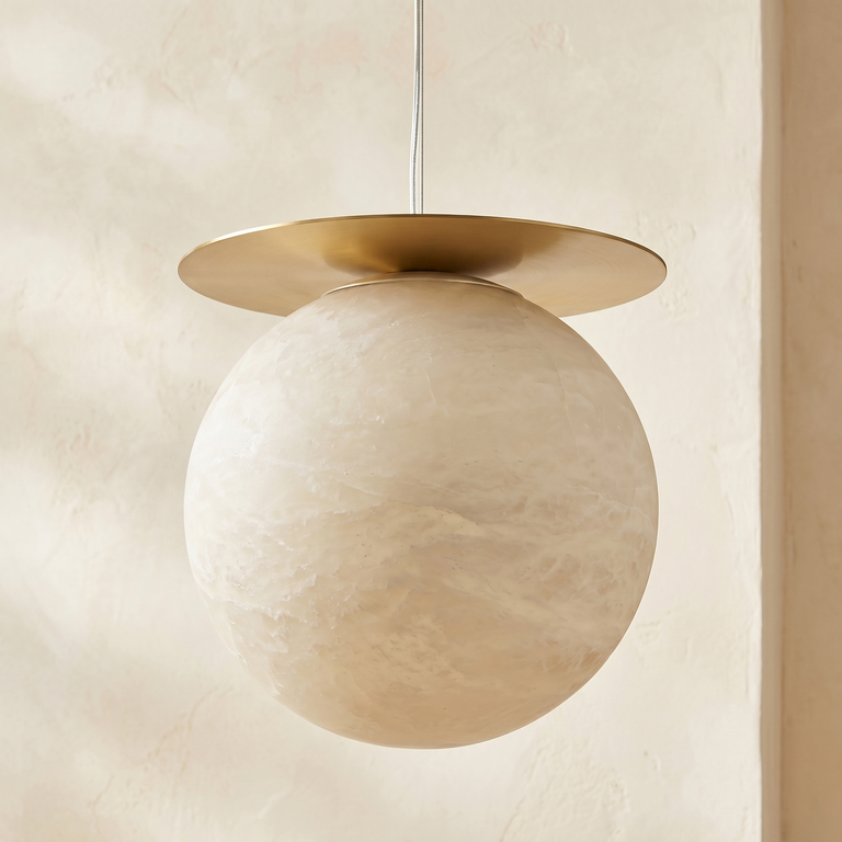 Disc + Orb Pendant Alabaster by Dalmivik, product or room detail view