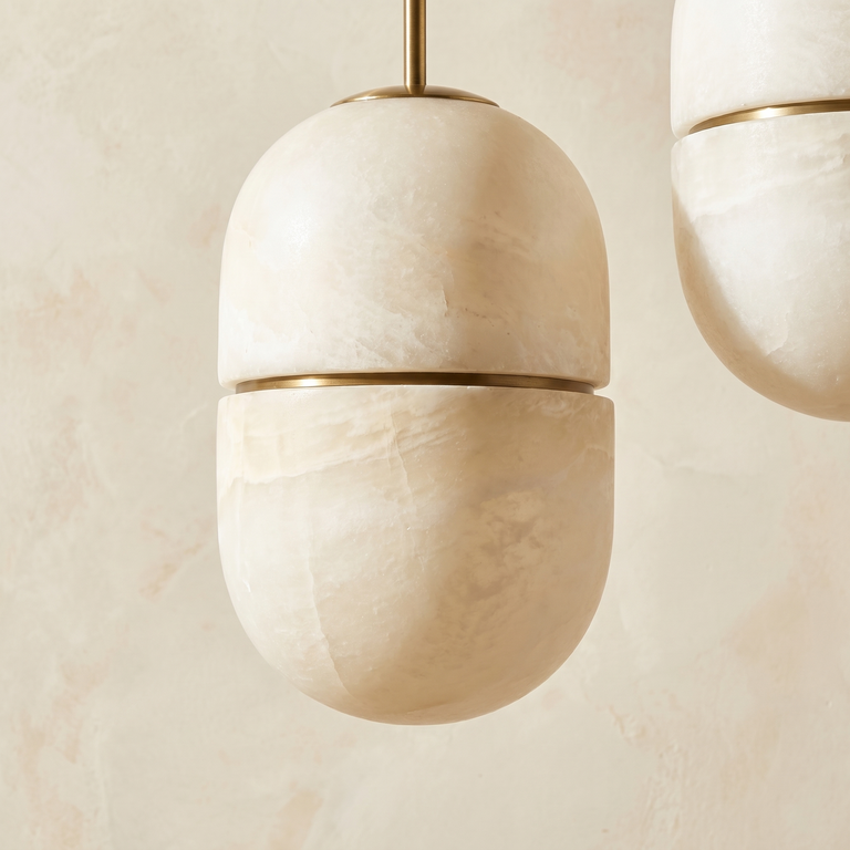Double Orb Pendant Alabaster by Dalmivik, product or room detail view