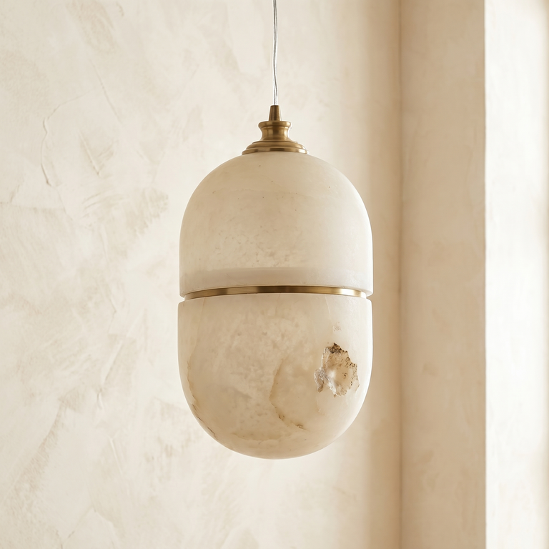 Double Orb Pendant Alabaster by Dalmivik, product or room detail view