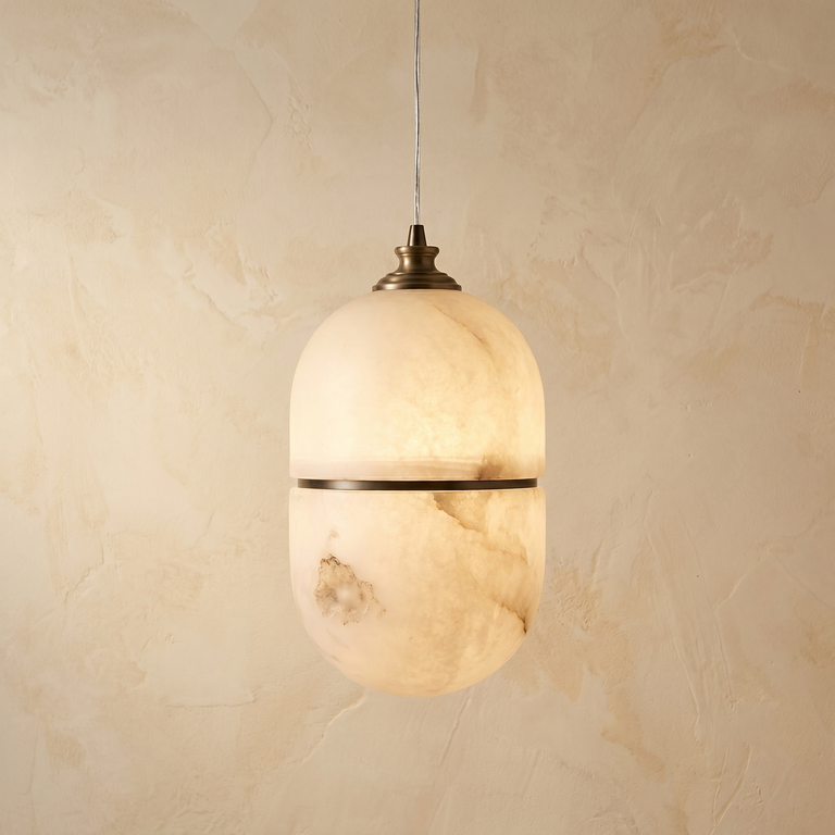 Double Orb Pendant Alabaster by Dalmivik, product or room detail view