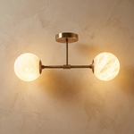Duo Orb Ceiling (extra) Alabaster by Dalmivik, complete fixture view