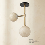 Duo Orb Ceiling Alabaster by Dalmivik, complete fixture view