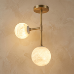 Duo Orb Ceiling Alabaster by Dalmivik, complete fixture view