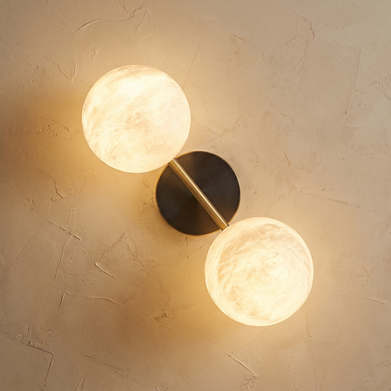 Duo/Triple Orb Wall (extra) Alabaster by Dalmivik, complete fixture view