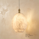 Egg Pendant Alabaster by Dalmivik, complete fixture view