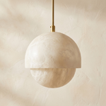Half-Dome Alabaster Pendant Light by Dalmivik, complete fixture view