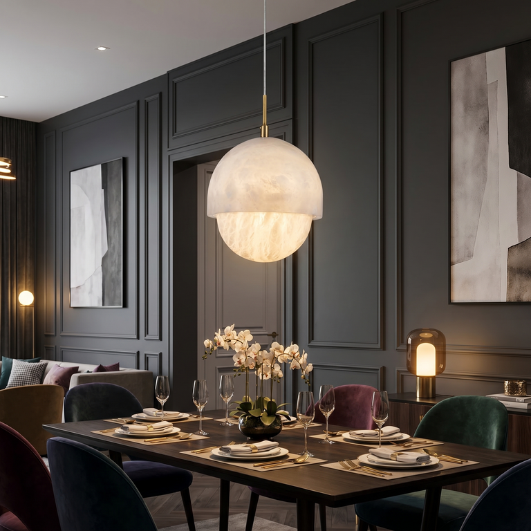Half-Dome Alabaster Pendant Light by Dalmivik, product or room detail view