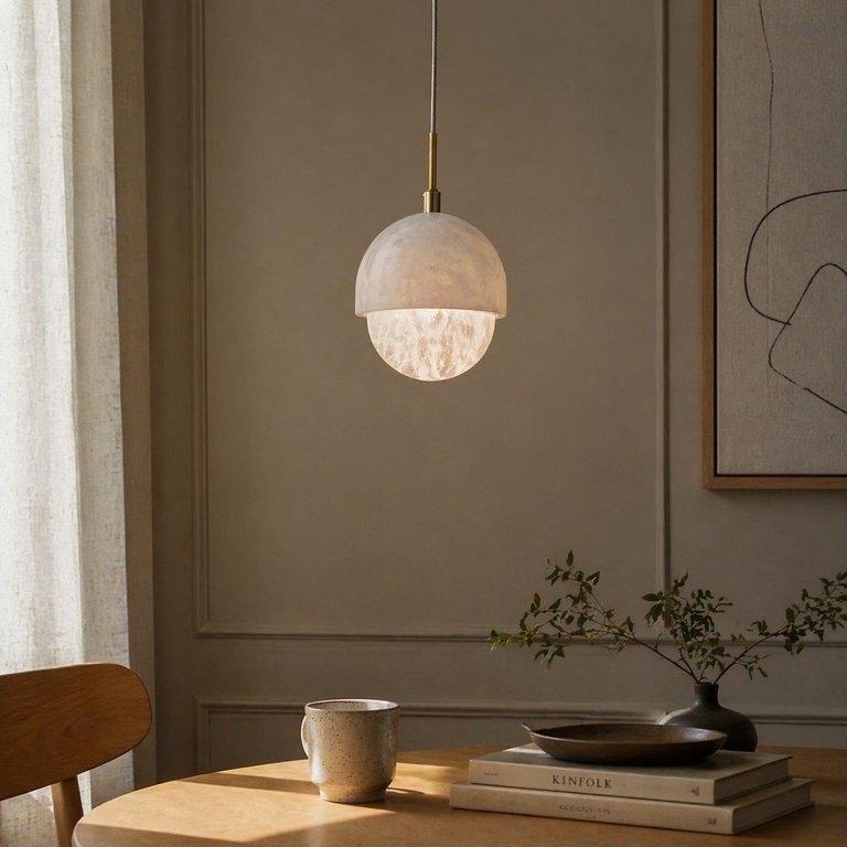 Half-Dome Alabaster Pendant Light by Dalmivik, product or room detail view