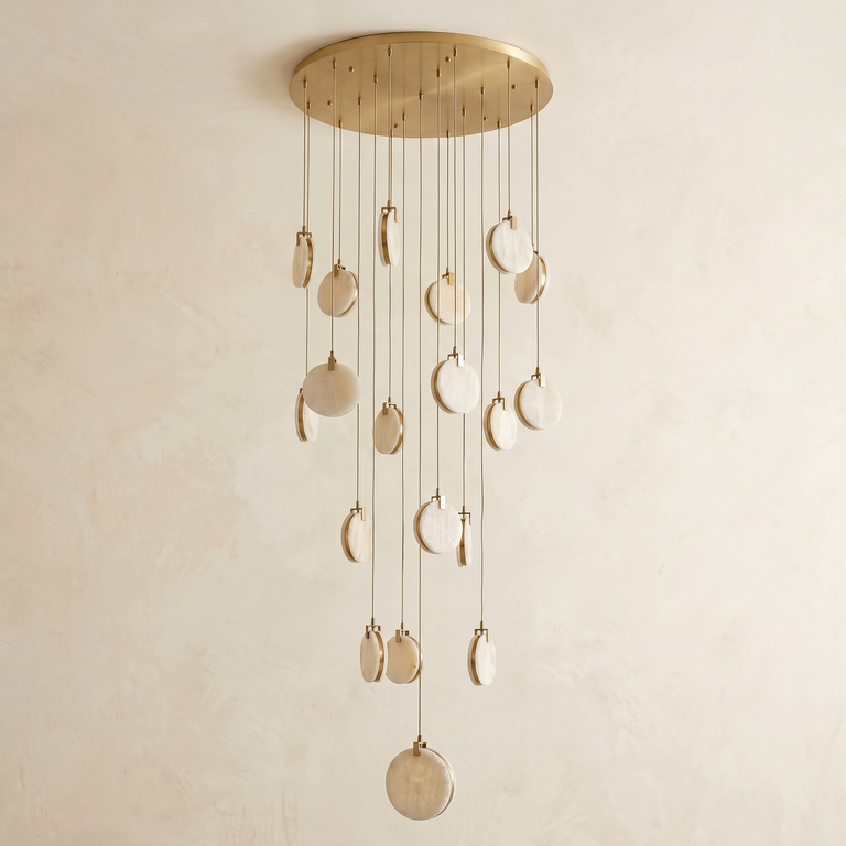 Leaf Cascade Alabaster Pendant Light by Dalmivik, complete fixture view