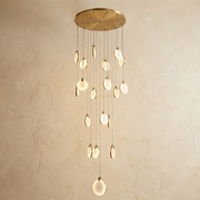 Leaf Cascade Alabaster Pendant Light by Dalmivik, complete fixture view
