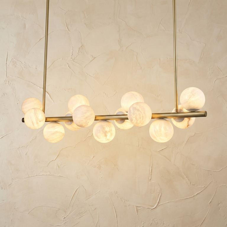 Linear Grape (extra) Alabaster Pendant Light by Dalmivik, complete fixture view