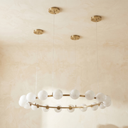 Linear Orb Pendant Alabaster by Dalmivik, complete fixture view