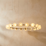 Linear Orb Pendant Alabaster by Dalmivik, complete fixture view