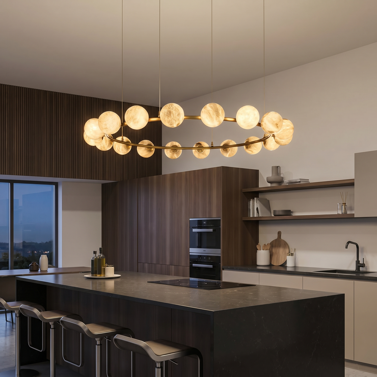 Linear Orb Pendant Alabaster by Dalmivik, product or room detail view