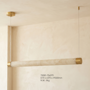 Linear Rod Alabaster Pendant Light by Dalmivik, complete fixture view