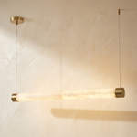 Linear Rod Alabaster Pendant Light by Dalmivik, complete fixture view