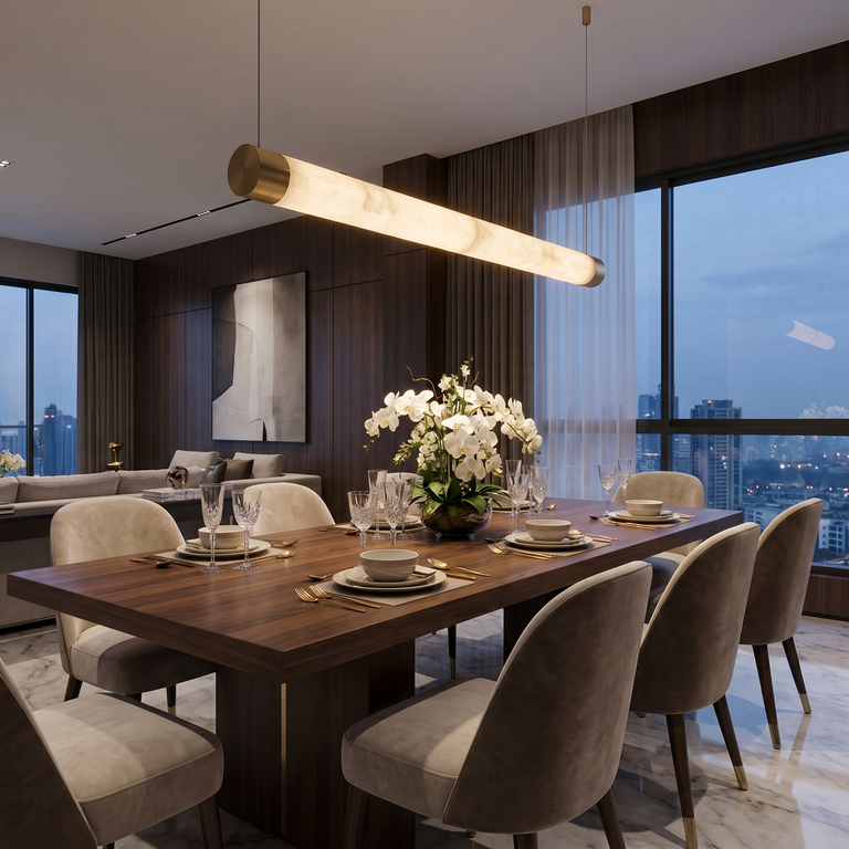 Linear Rod Alabaster Pendant Light by Dalmivik, product or room detail view