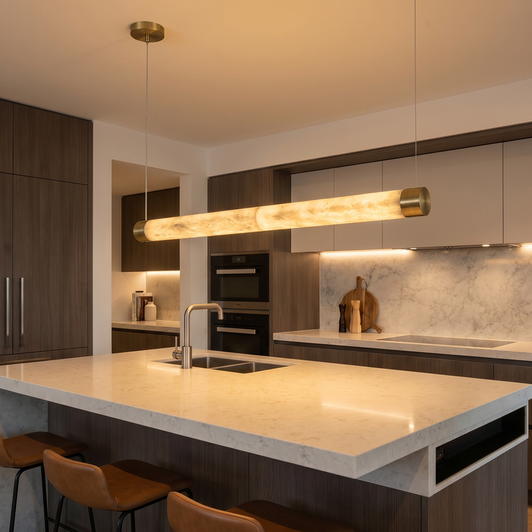 Linear Rod Alabaster Pendant Light by Dalmivik, product or room detail view