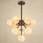 Orb Cluster Alabaster Pendant Light by Dalmivik, complete fixture view