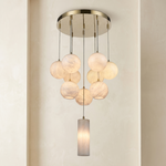 Orb Cluster Pendant Alabaster by Dalmivik, complete fixture view