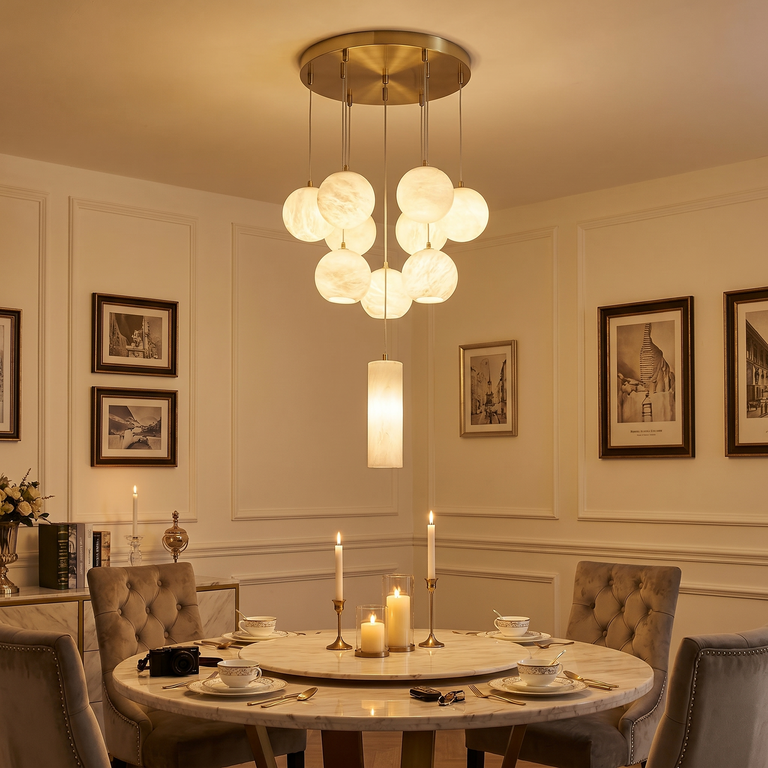 Orb Cluster Pendant Alabaster by Dalmivik, product or room detail view