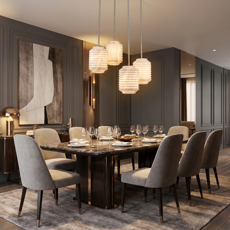 Ribbed Cylinder Pendant Alabaster by Dalmivik, product or room detail view