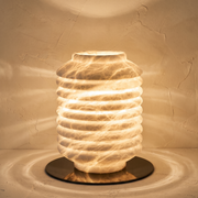 Ridged Jar Table Alabaster by Dalmivik, complete fixture view