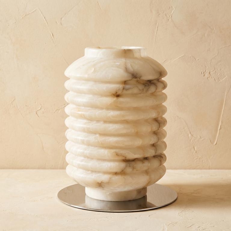 Ridged Jar Table Alabaster by Dalmivik, product or room detail view