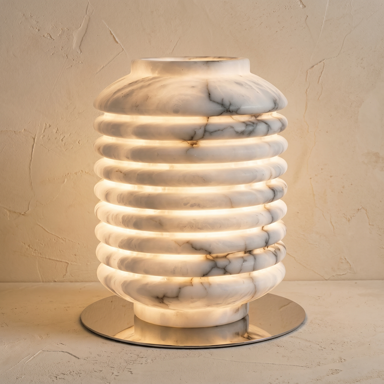 Ridged Jar Table Alabaster by Dalmivik, product or room detail view