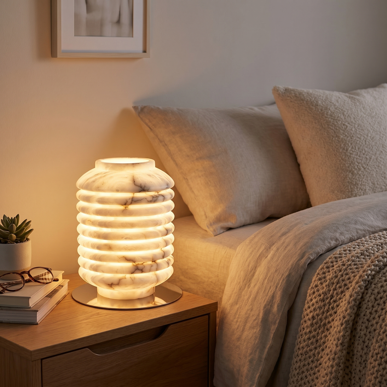 Ridged Jar Table Alabaster by Dalmivik, product or room detail view