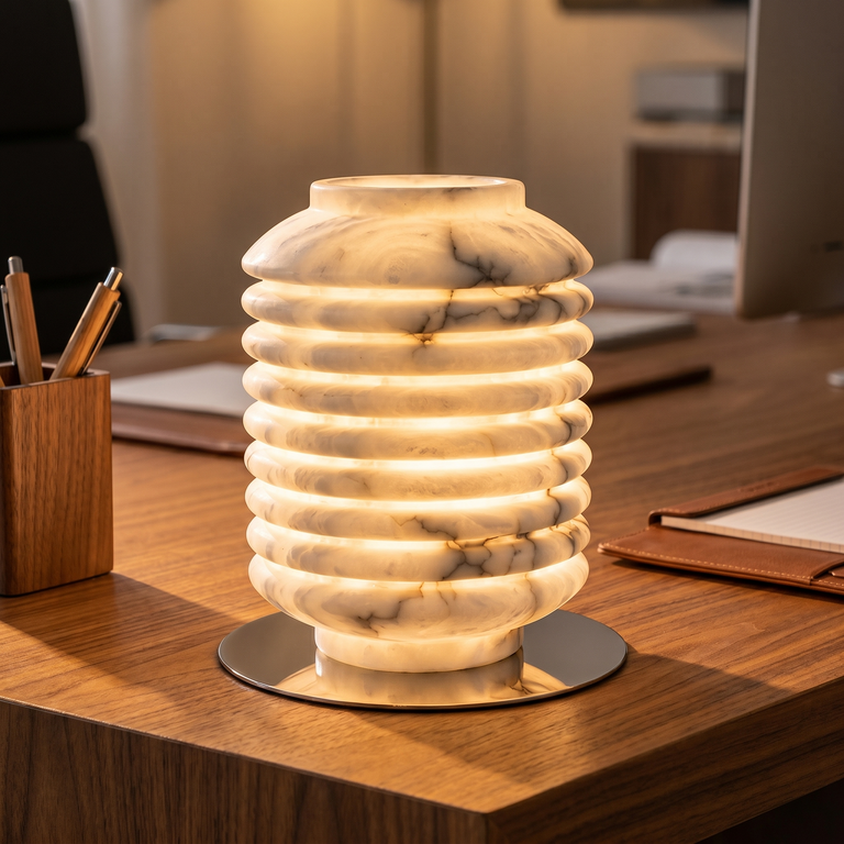 Ridged Jar Table Alabaster by Dalmivik, product or room detail view