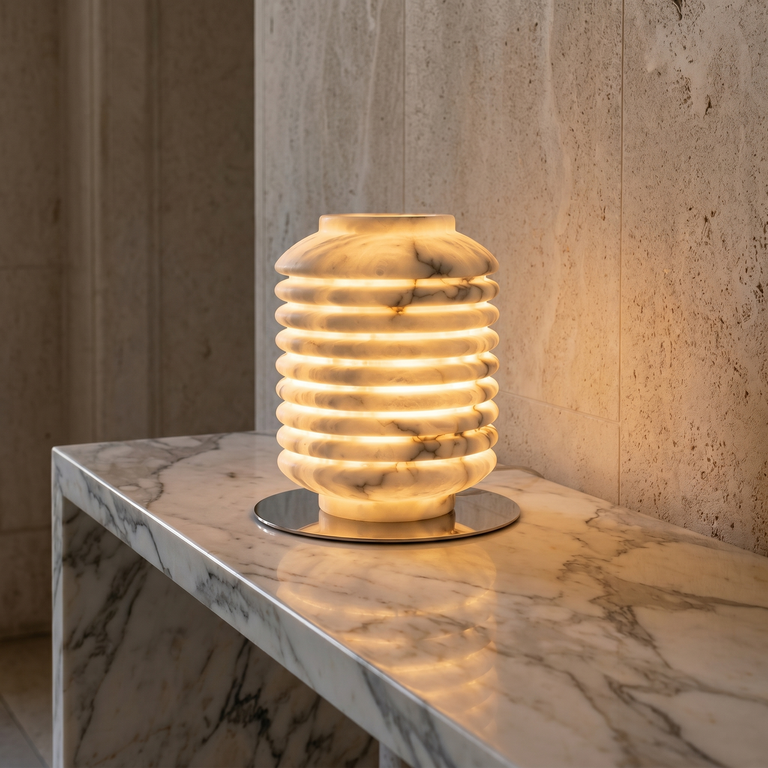 Ridged Jar Table Alabaster by Dalmivik, product or room detail view